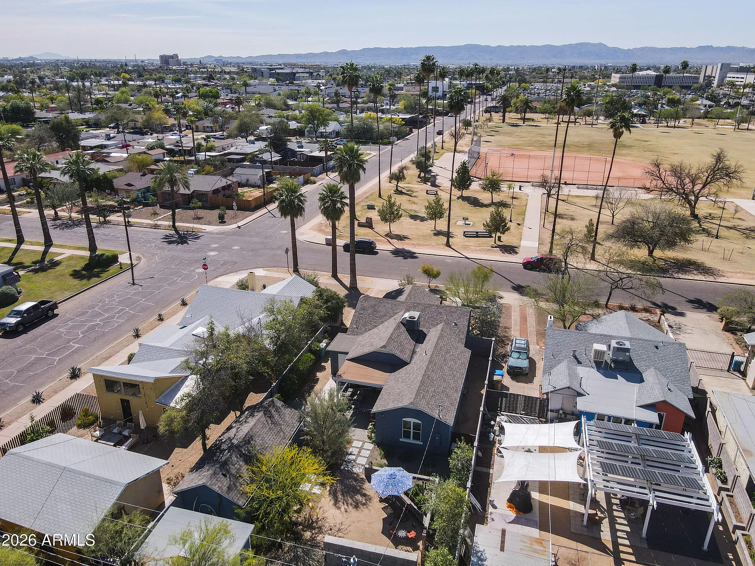 An aerial view of the neighborhood